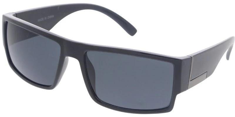 Slim Black Rectangle Wrap Sunglasses