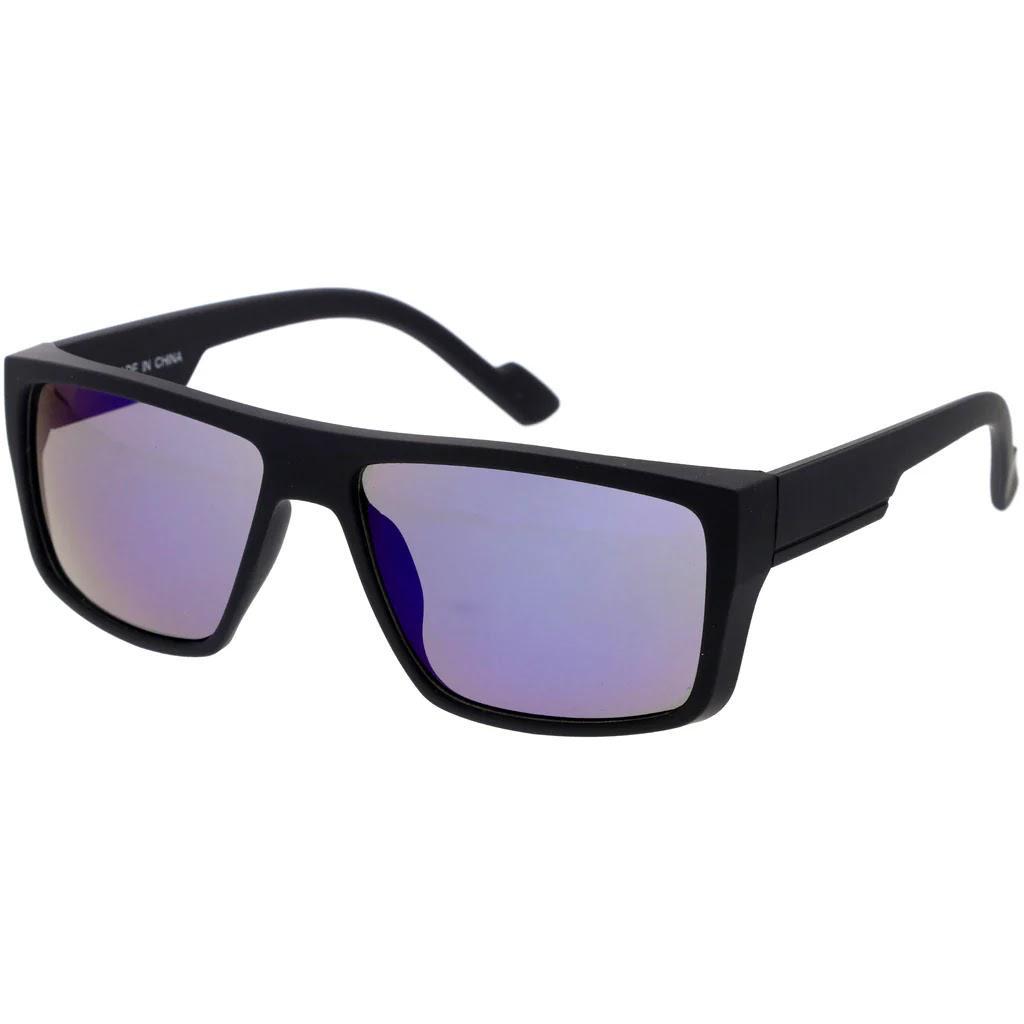 Flat Top Horn Rim Sunglasses Blue Mirror